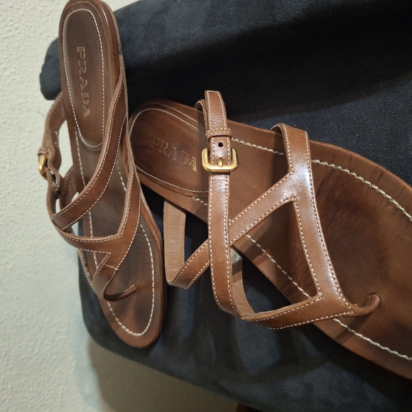 Prada Brown Leather Sandals - Picture 4 of 8